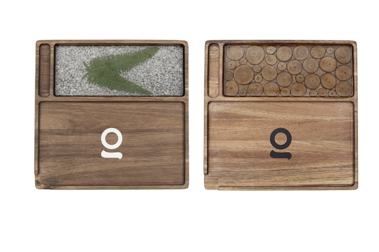 ONGROK Acacia Wood Rolling Tray - Log Finish