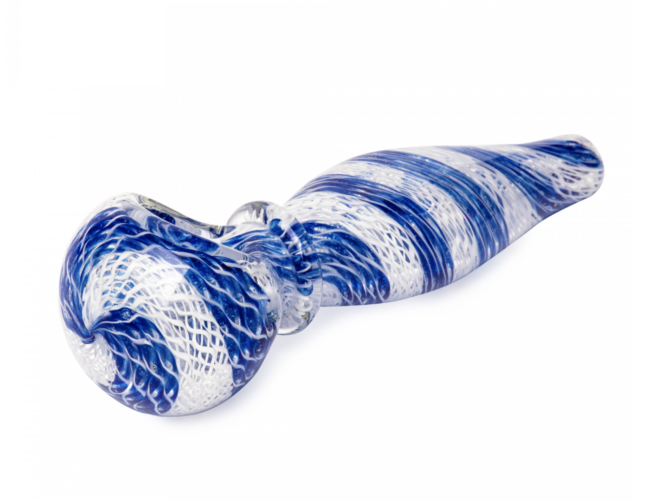 4" Ring Glass Hand Pipe - Blue/White
