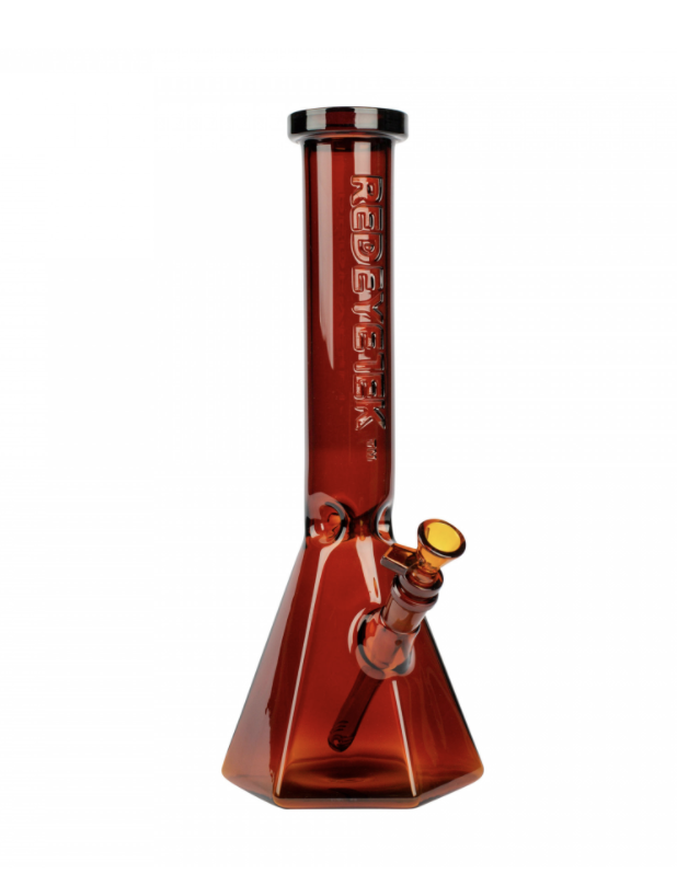 10" Hextactic Tube W/Six Sided Pyramid Base & Embosse - Amber