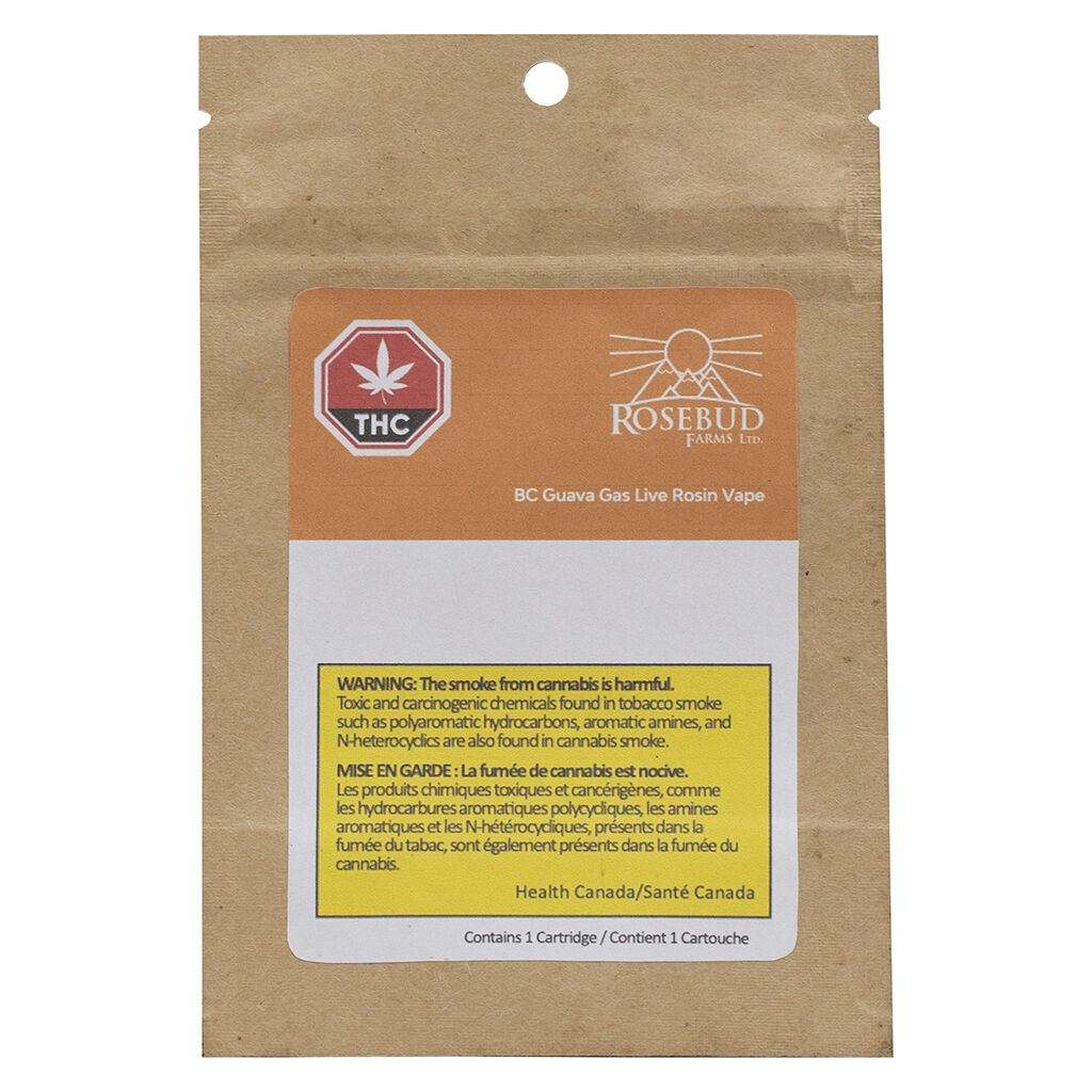 Rosebud Cannabis Farms - BC Guava Gas Live Rosin 510 Thread Cartridge - Hybrid - 1g