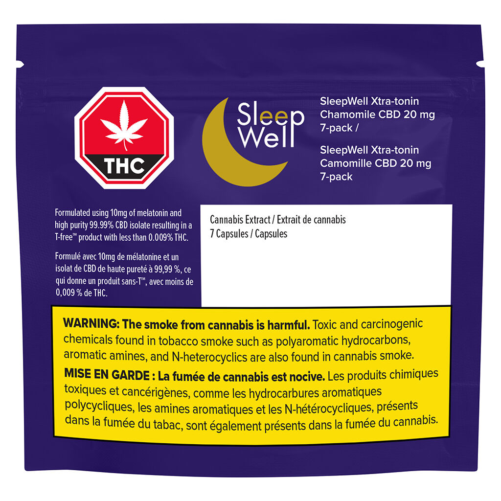 SleepWell - X-tra Melatonin Chamomile CBD Capsules - Blend - 7 caps