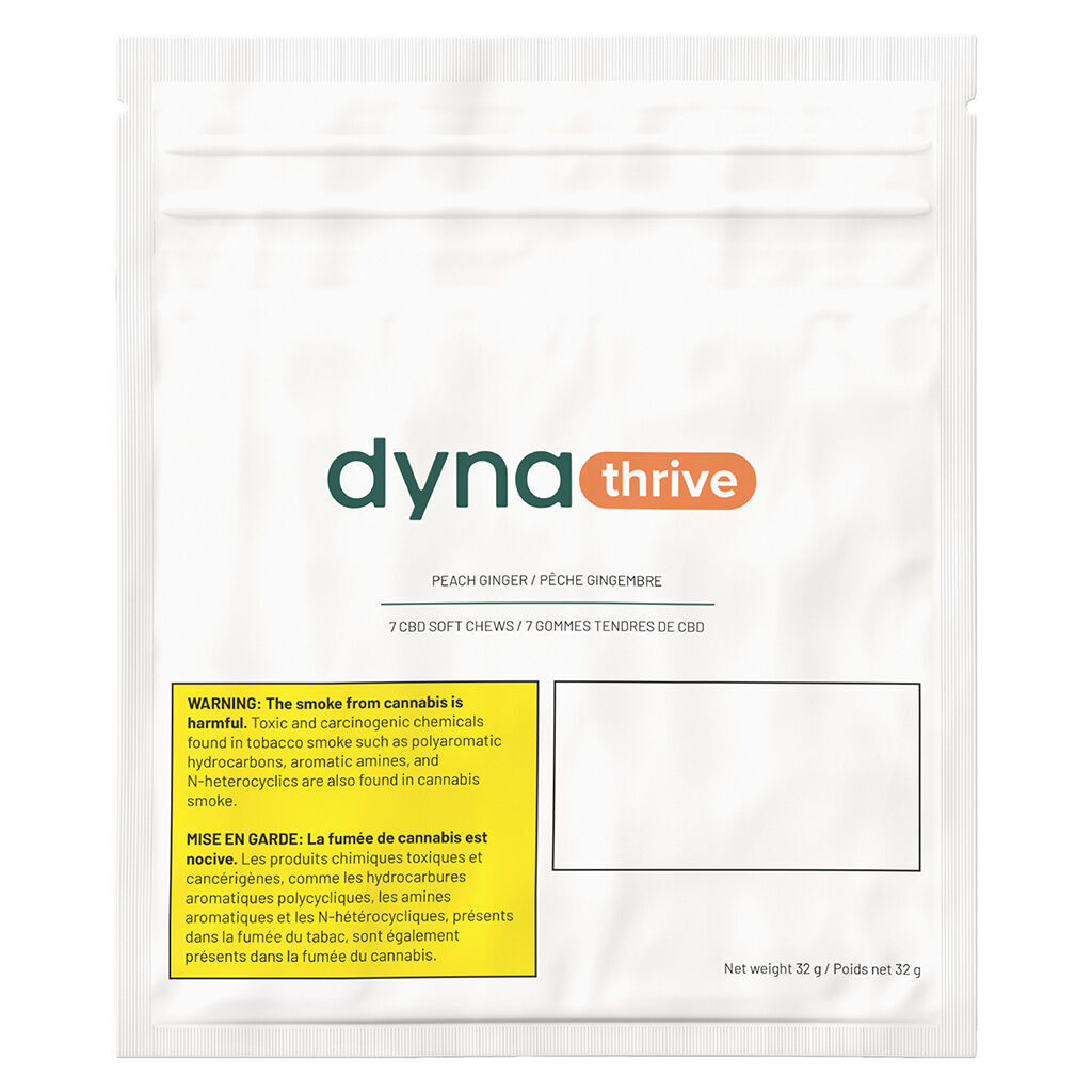 DynaThrive - CBD Sugar-Free Peach Ginger Soft Chew - Blend - 7 Pack