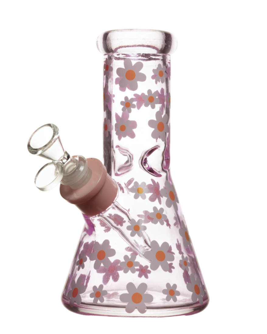 8" Flower Heavy Glass Beaker w/Gift Box