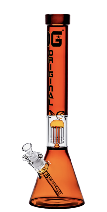 18" 5mm OG Original Colored Tree Perc Beaker Bong - Amber
