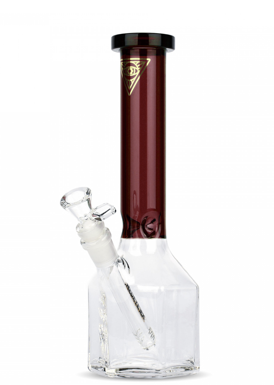 11" Tall Honeycomb Tube W/Hexagonal Canteen Base - Amber