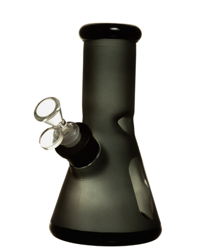 8" 7mm Frosted Glass Bong w/Gift Box - T-Black