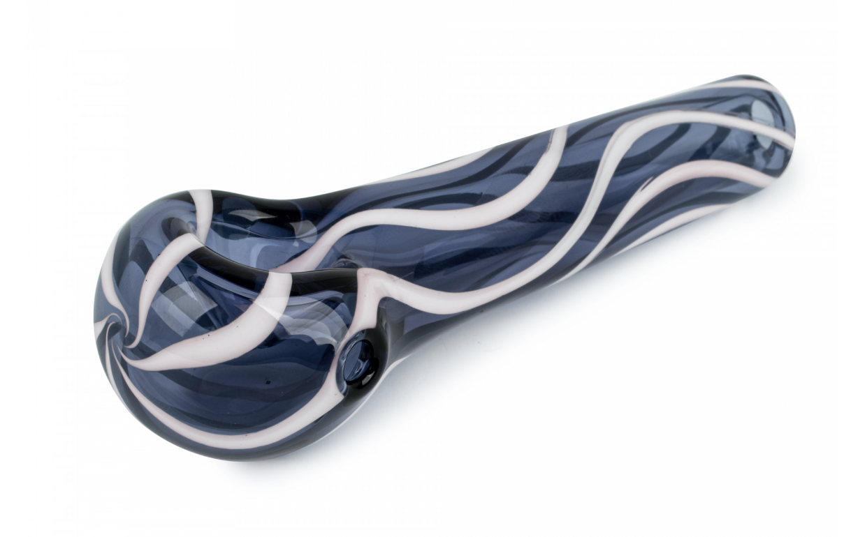 3" Small Zebra Spoon Hand Pipe - Blue