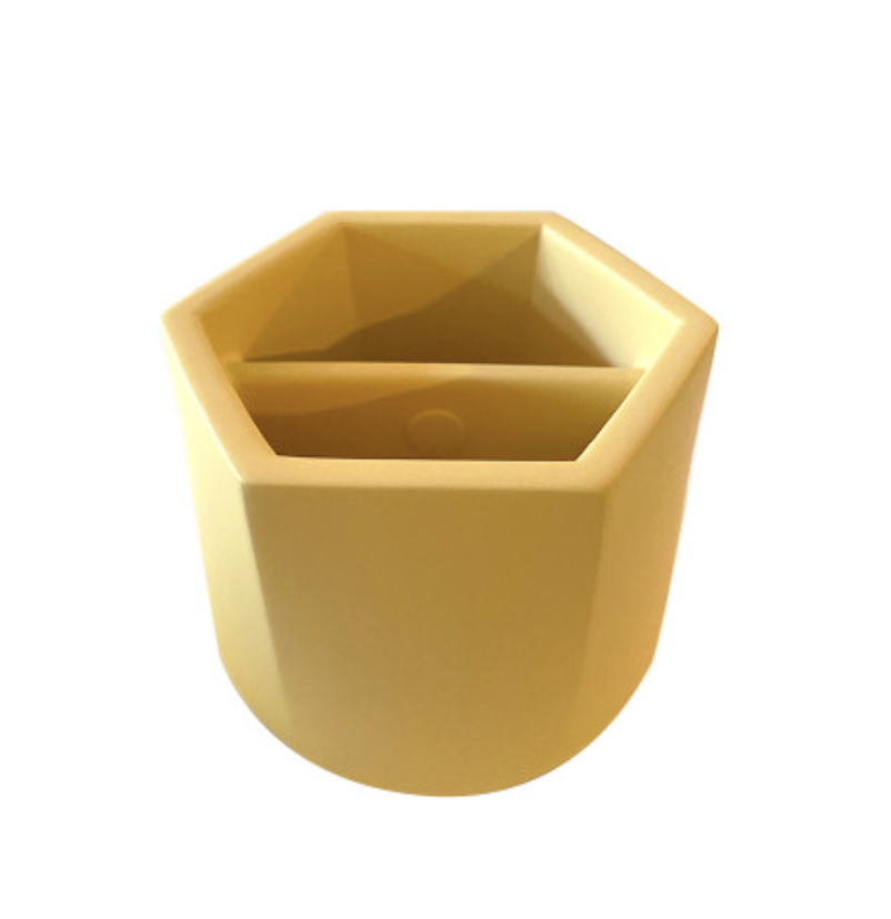 BRNT Malua - Concrete Storage Jar with Walnut Lid - Yellow