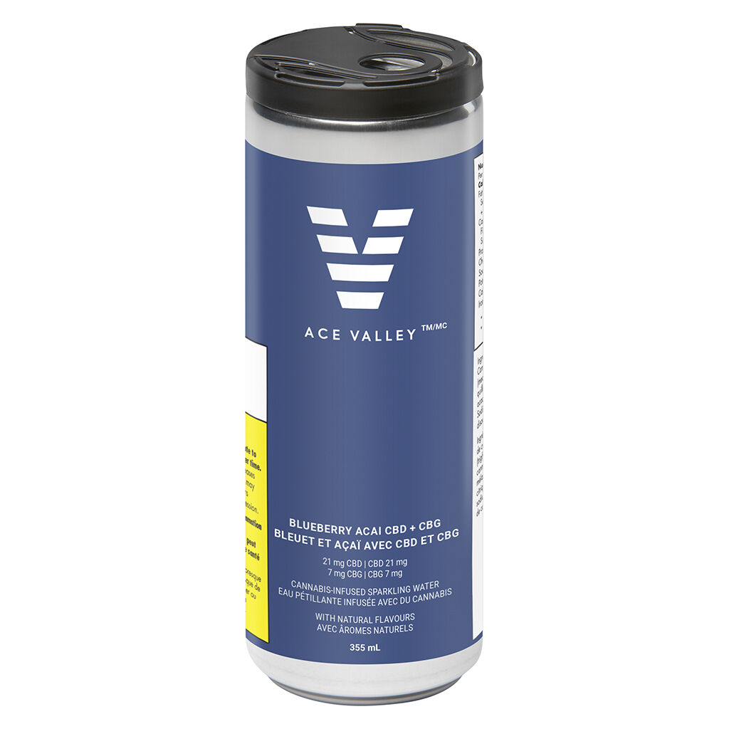 Ace Valley - Blueberry Acai CBD + CBG Sparkling Water - Hybrid - 355ml