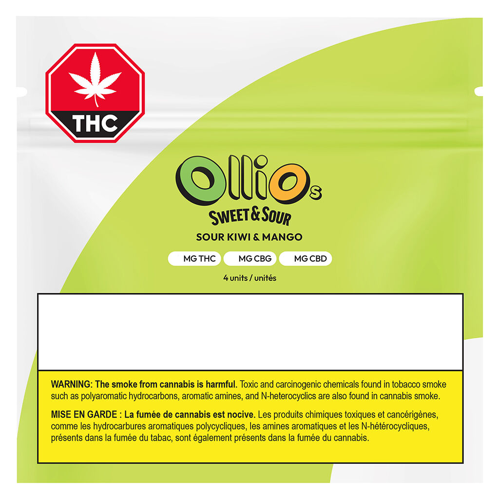 Olli O's - Sour Kiwi & Mango THC/CBG/CBD - Hybrid - 4 Pack