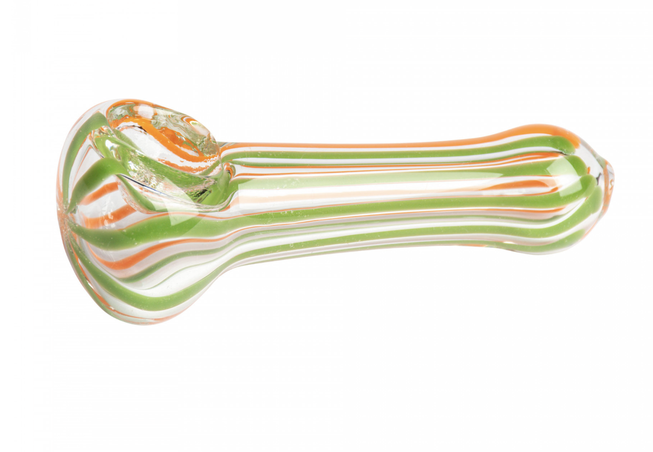 4" Inside-Out Glass Hand Pipe - Orange/Green/Clear