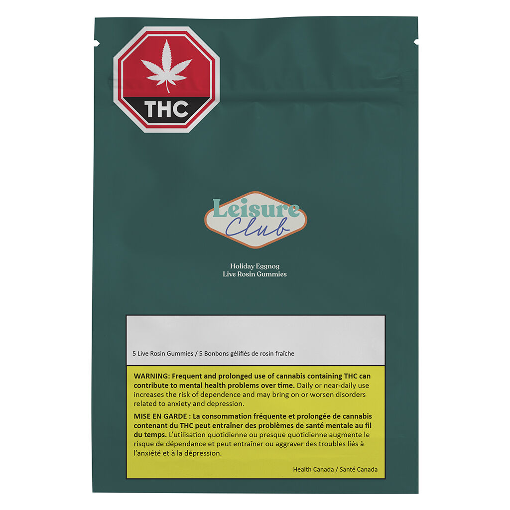 Leisure Club - Live Rosin Gummies Holiday Eggnog Soft Chews - Indica - 5 Pack