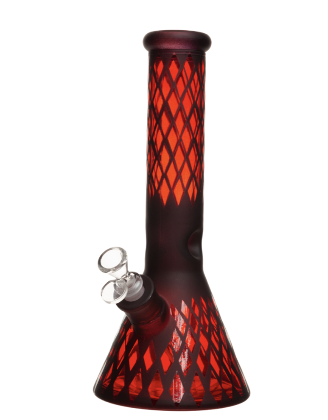 12" 7mm Stickers Glass Bong w/ Gift Box - Red