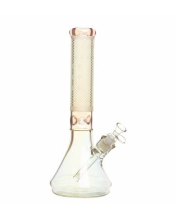 14" Proto Sandblasted Chrome Glass Bong - Pink