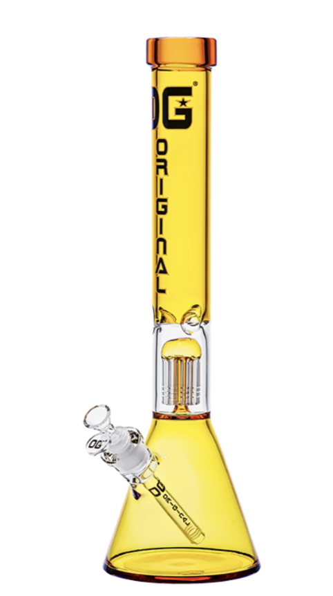18" 5mm OG Original Colored Tree Perc Beaker Bong - Gold