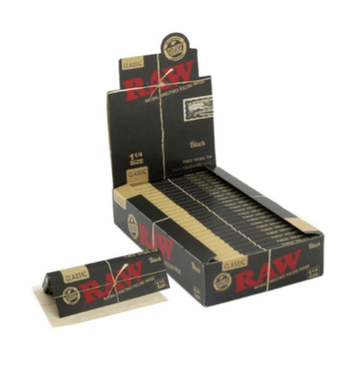 RAW Black 1 1/4 Rolling Papers