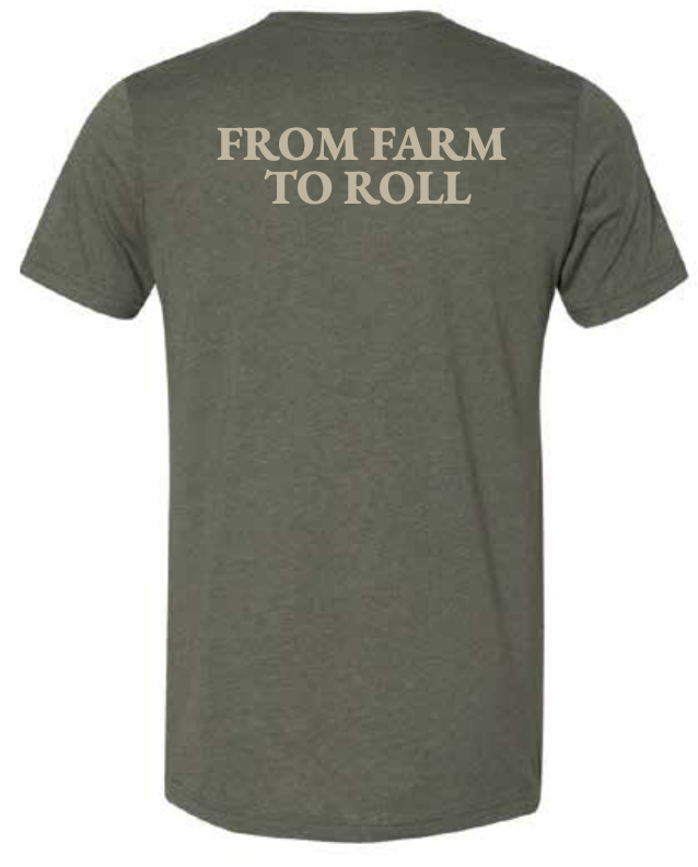 NEW Farmhouse t-shirt - heather military green (FROM FARM TO ROLL)
