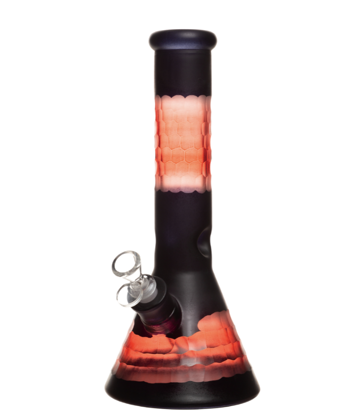 12" 7mm Patchwork Glass Bong w/Gift Box - Red