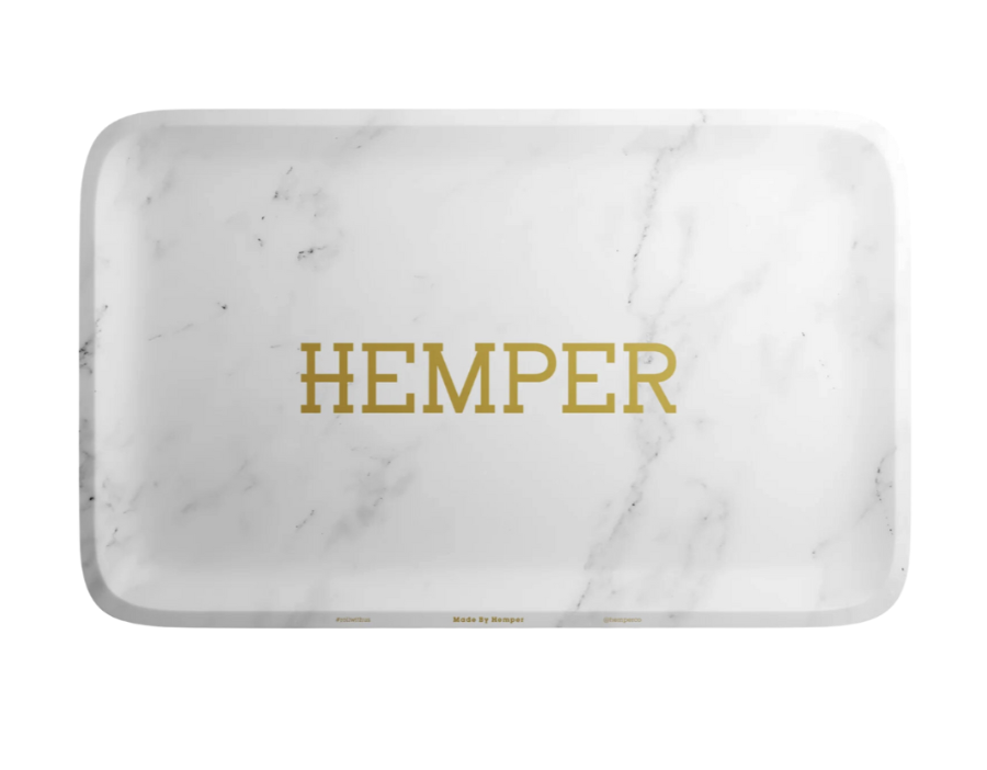Hemper Luxe Marble White Rolling Tray - Medium