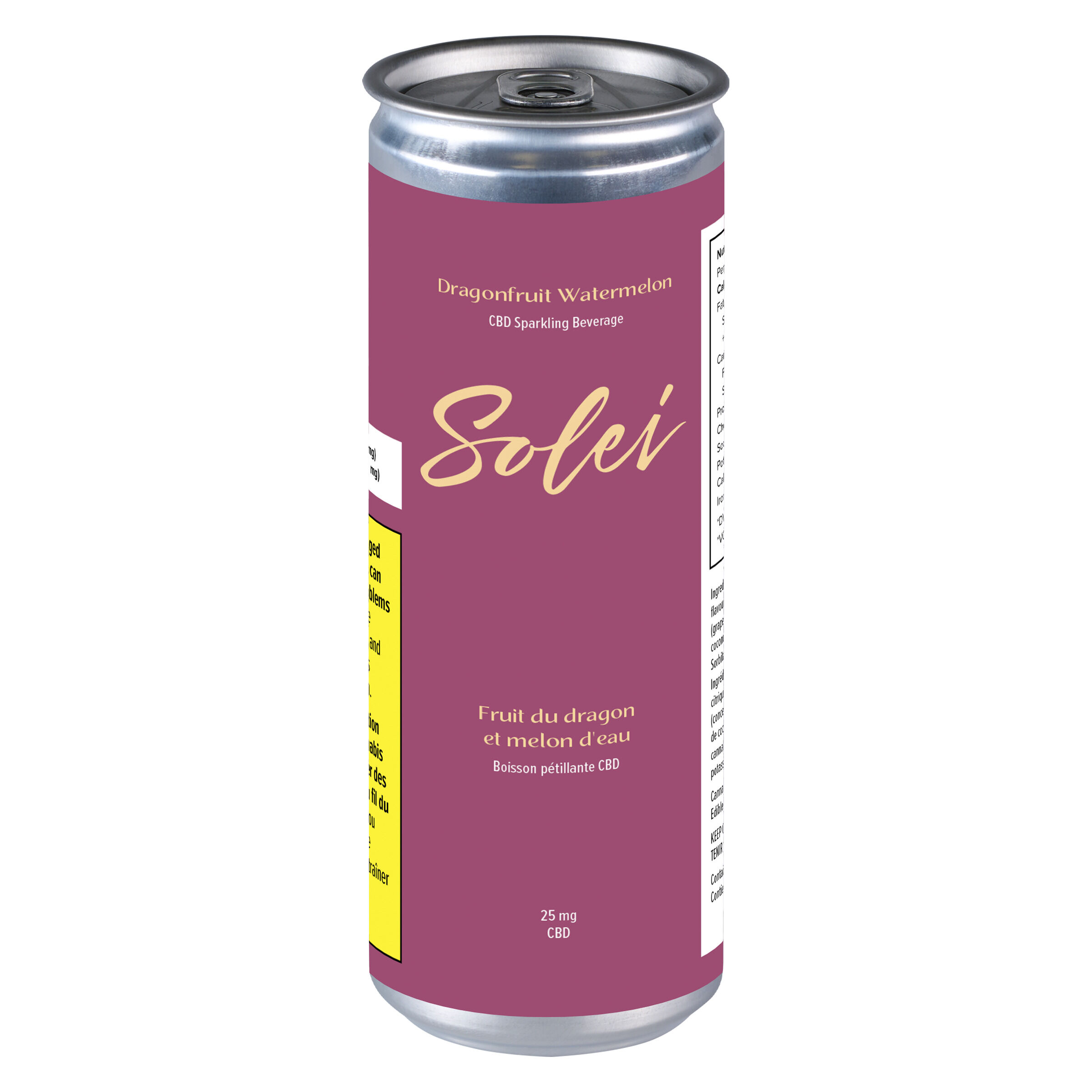 Solei - Dragonfruit Watermelon CBD Sparkling Beverage - Hybrid - 355ml
