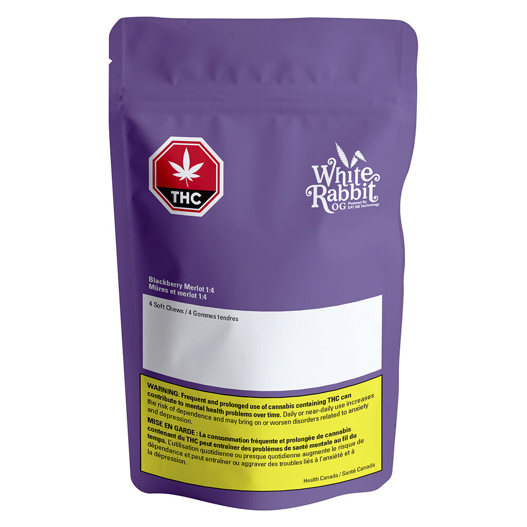 White Rabbit OG - Blackberry Merlot 1:4 Soft Chews - Blend - 4 Pack
