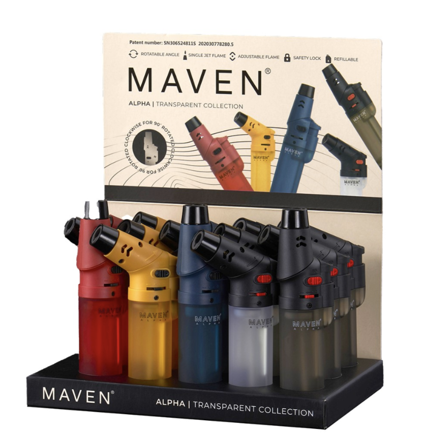 Maven Alpha+ Transparent Torch Lighters