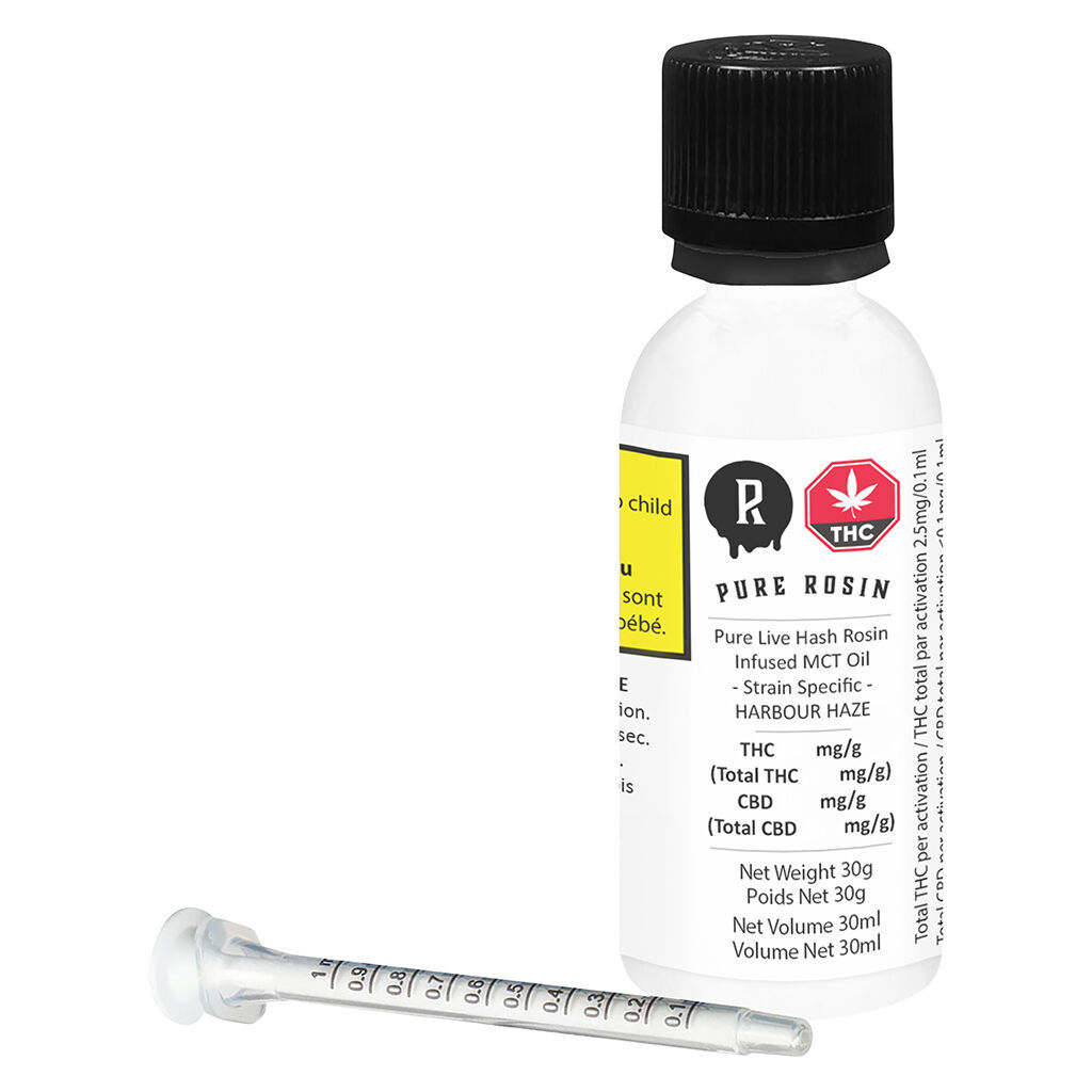 Pure Rosin - Pure Live Hash Rosin Infused MCT Oil - HARBOUR HAZE - Sativa - 30ml
