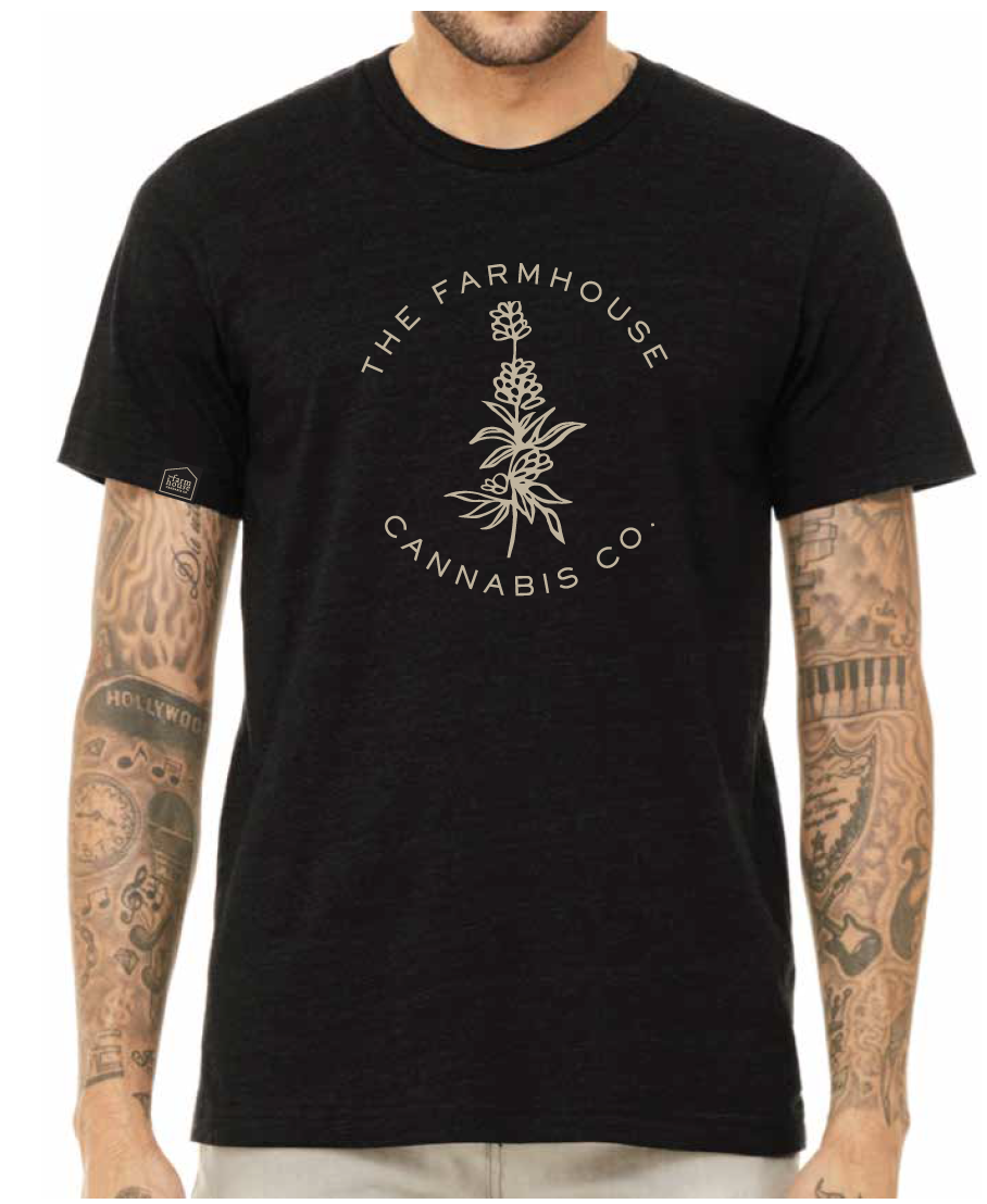 Farmhouse t-shirt - heather black (large centre logo)