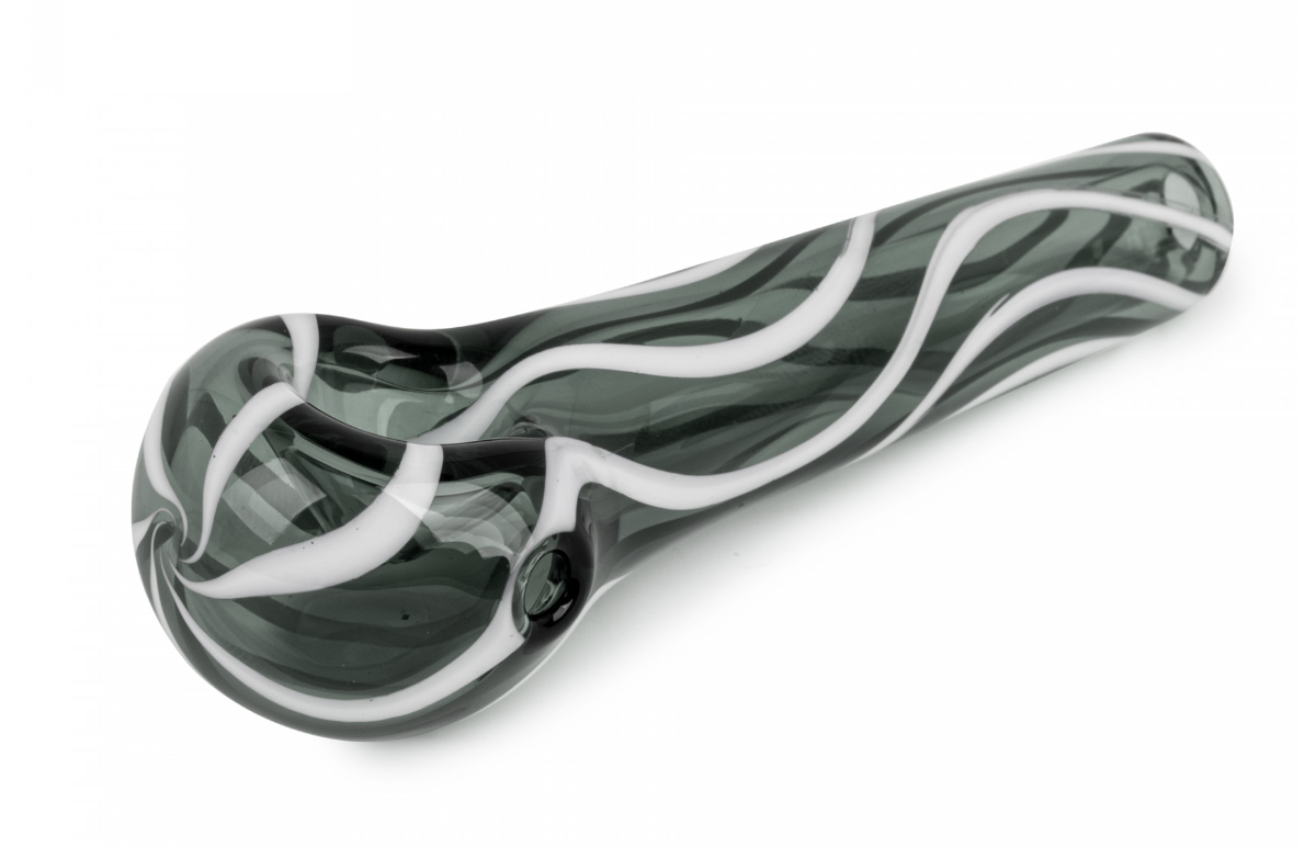 3" Small Zebra Spoon Hand Pipe - Smoke