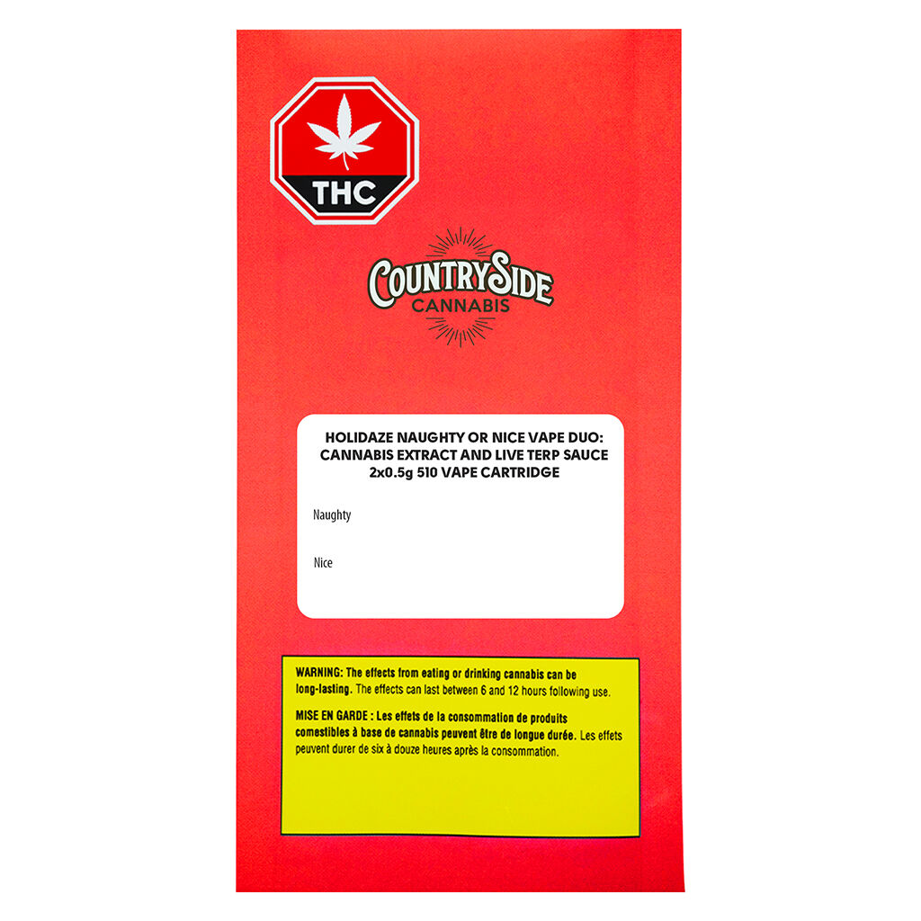 Countryside Cannabis - Holidaze Duo Vape: Naughty or Nice 510 Cartridge (2 Pack) - Hybrid - 2x0.5g