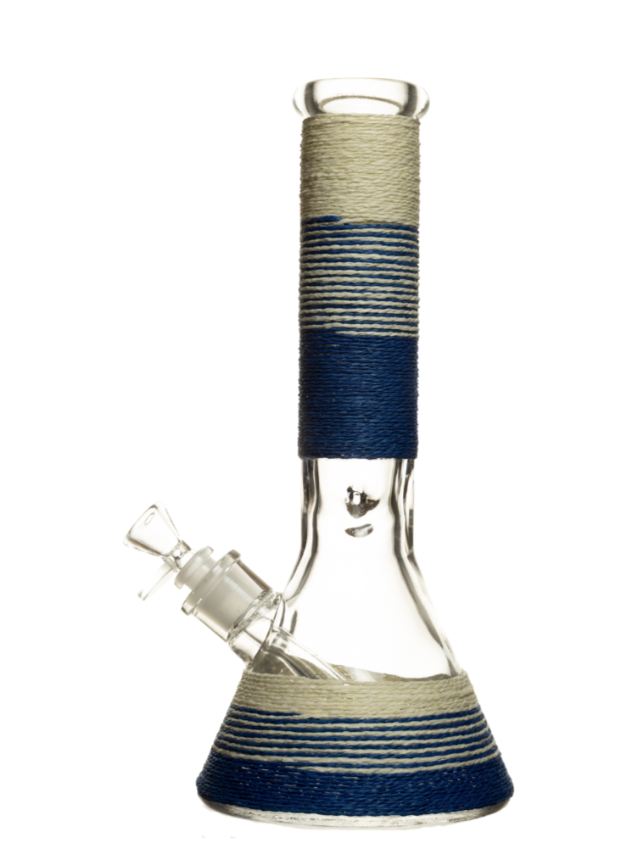 12" 7mm Standard String Glass Bong w/Gift Box - Blue
