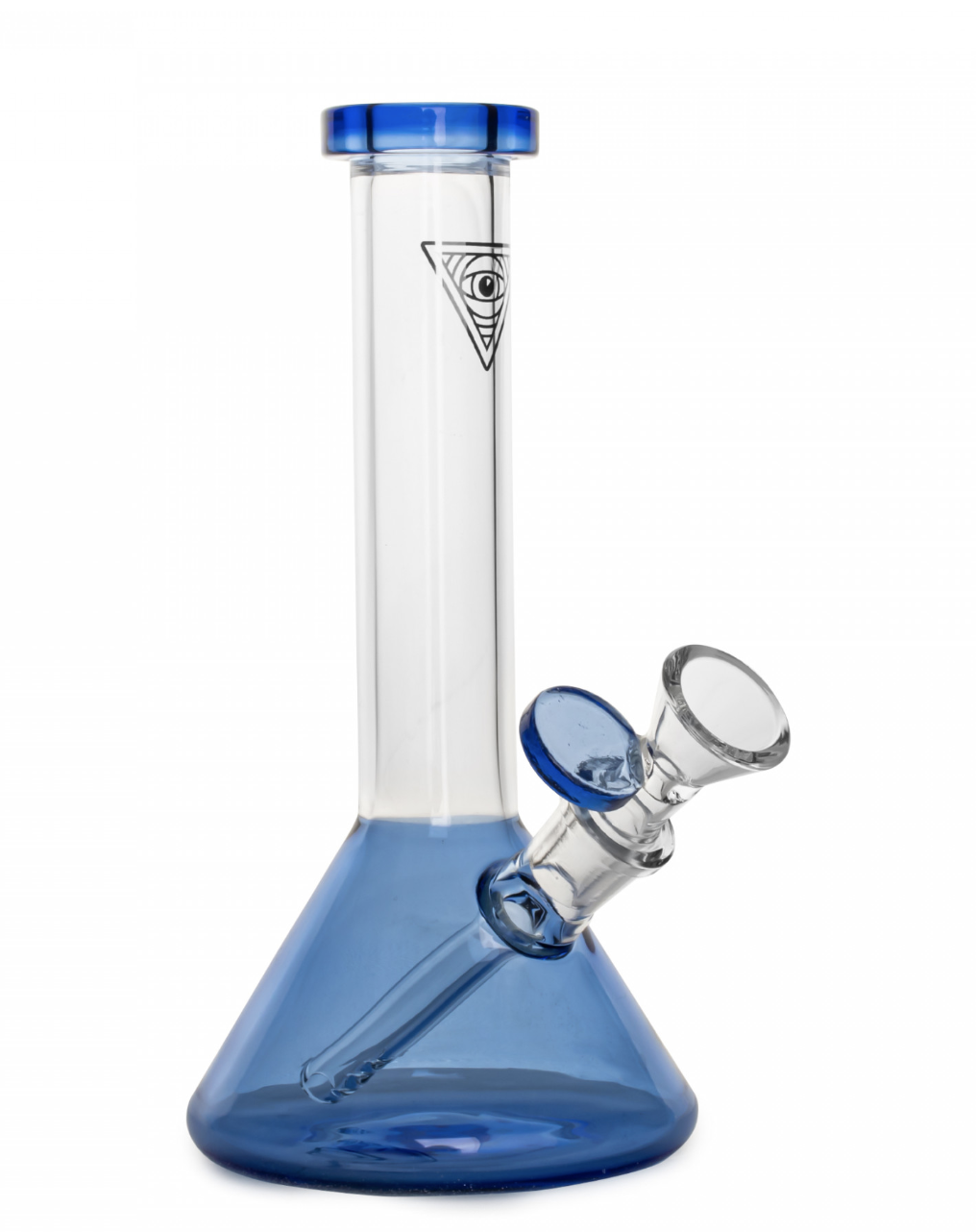 8" Tall Mini Beaker Tube W/Fixed downstem - Sapphire