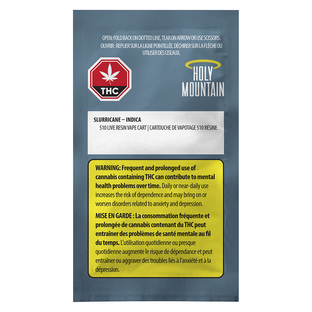 Holy Mountain - Slurricane Pure Live Resin 510 Thread Cartridge - Indica - 1g
