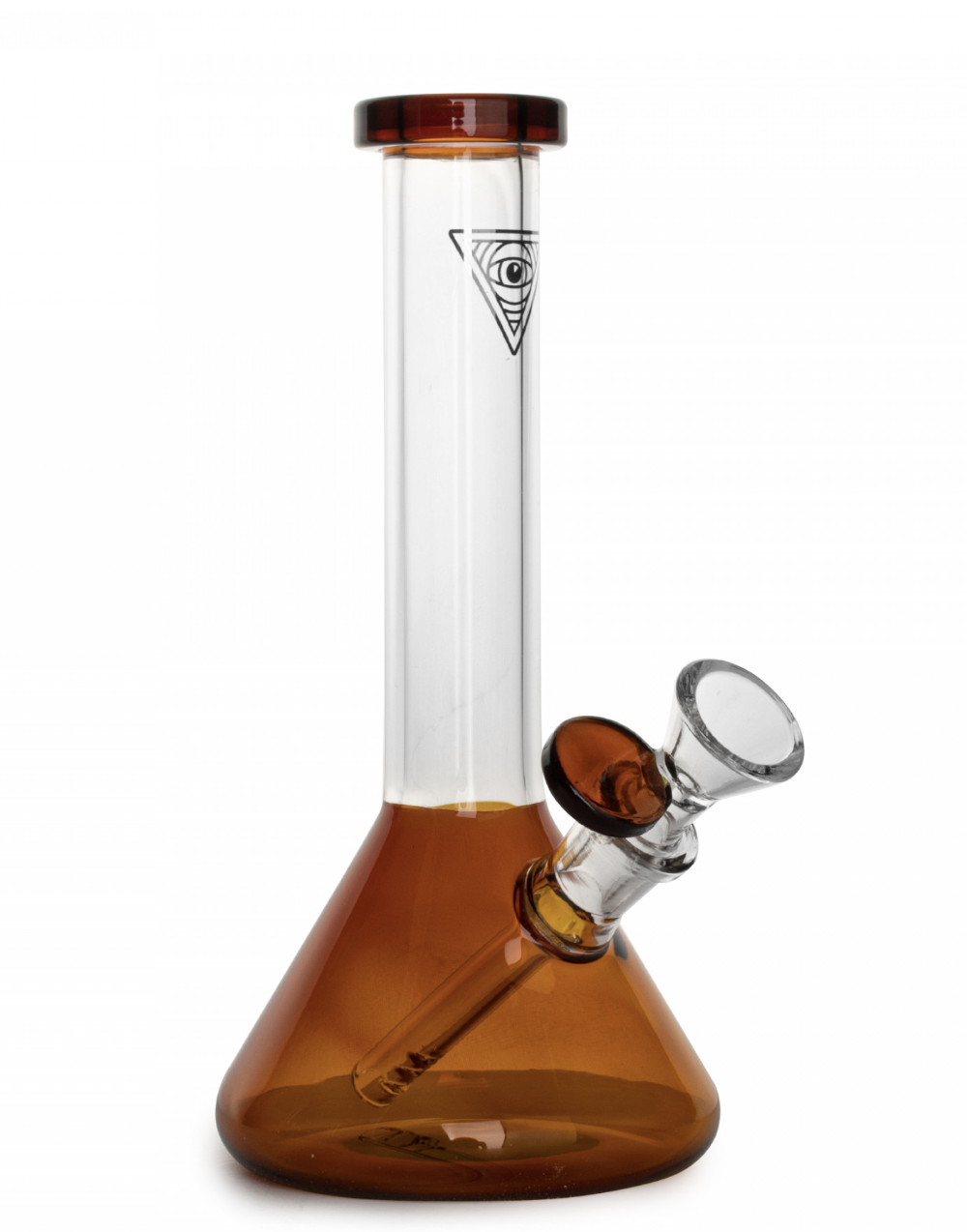 8" Tall Mini Beaker Tube W/Fixed downstem - Amber