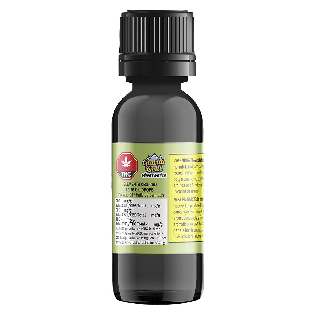 Glacial Gold - Elements CBG:CBD 15:15 Oil Drops - Hybrid - 35ml