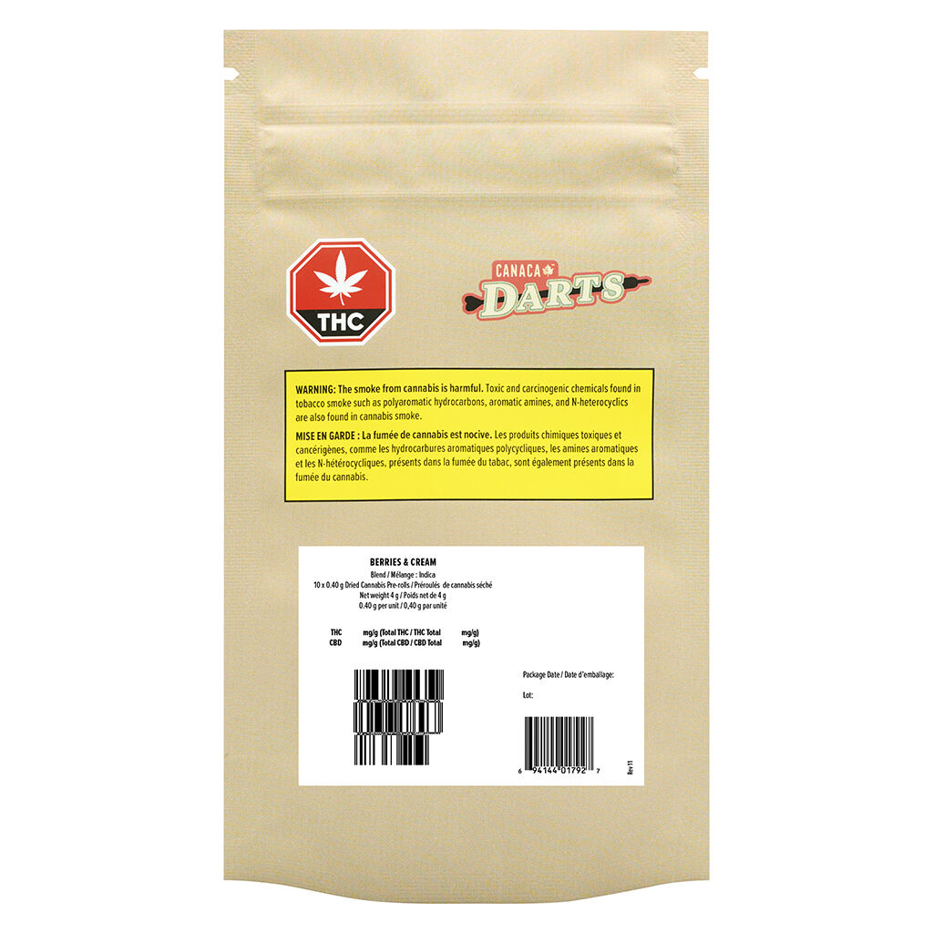 Canaca Darts - Berries & Cream Pre-Roll - Indica - 10x0.4g