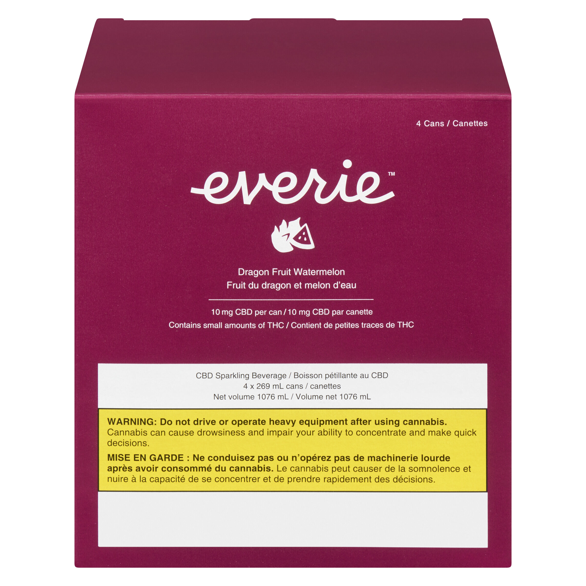 Everie - Dragon Fruit Watermelon CBD Sparkling Beverage - Blend - 1x269ml