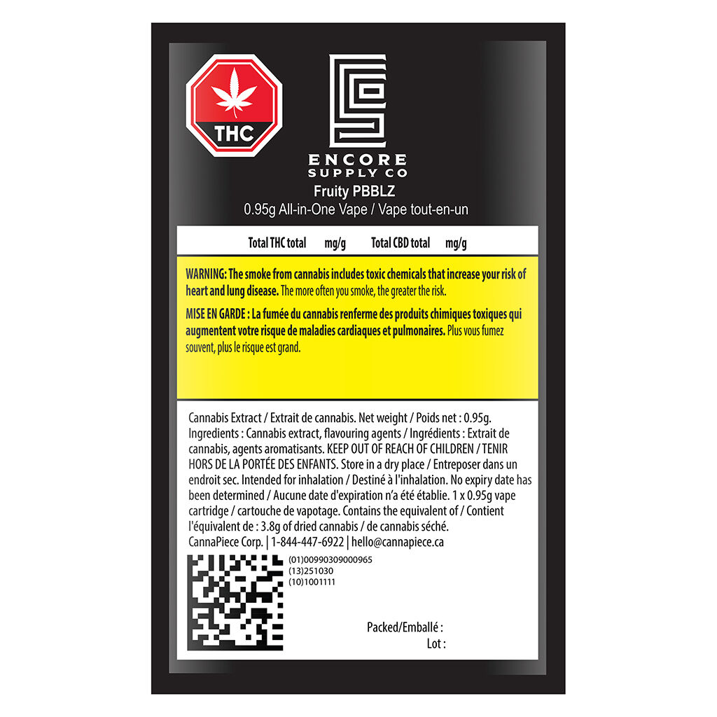 Encore - Fruity PBBLZ AIO - Sativa - 0.95g