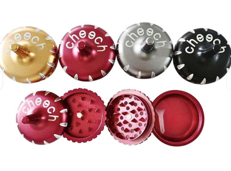 Cheech 63mm 4 Piece Spinner Grinder - Black