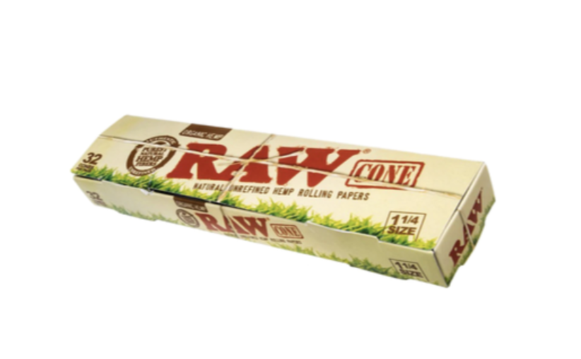 RAW Organic Hemp 1 1/4 Pre-rolled Single Pack Cones - 32ct