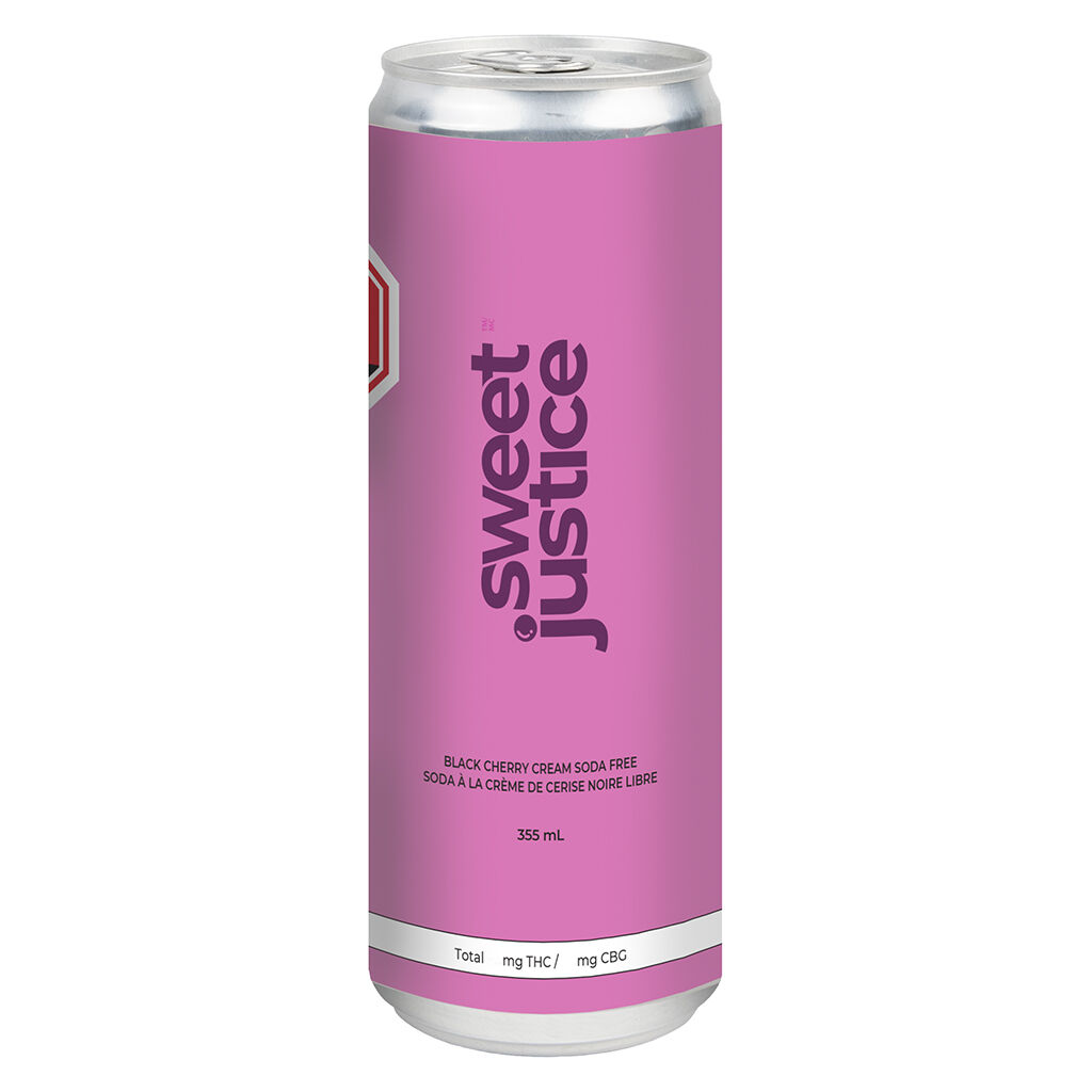 Sweet Justice - Black Cherry Cream Soda Free 10THC + 10 CBG - Sweet Justice - Black Cherry Cream Soda Free - THC/CBG 1:1 - Hybrid - 355ml