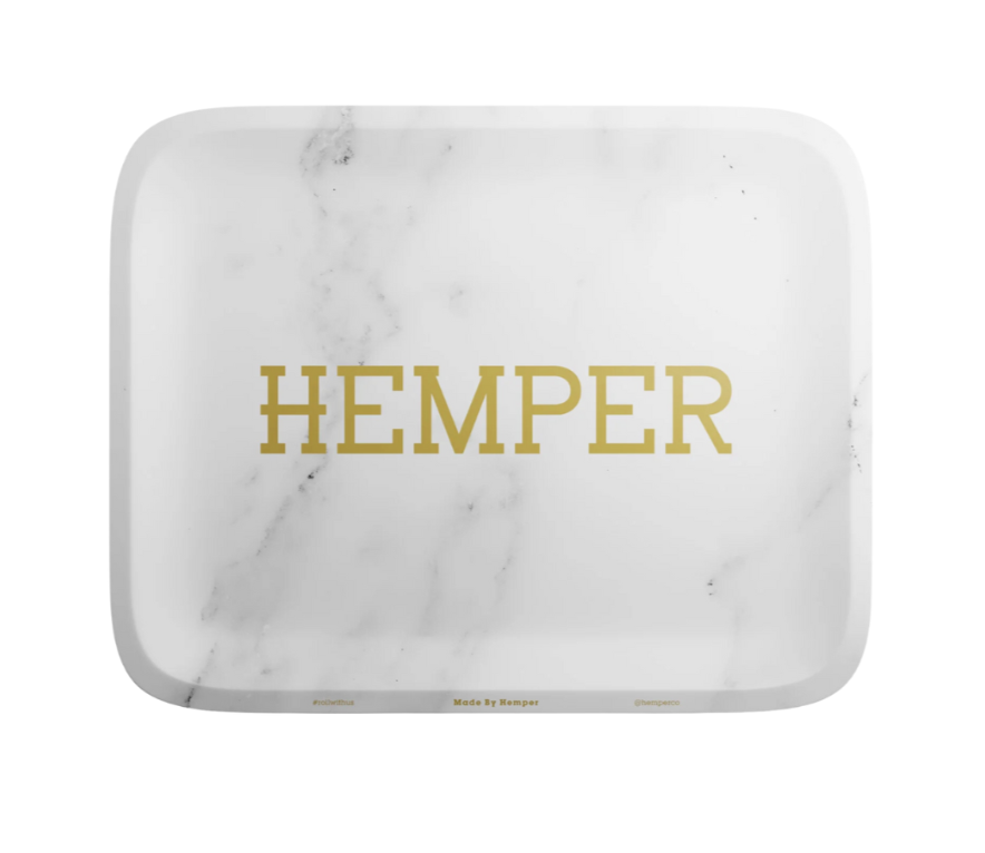 Hemper Luxe Marble White Rolling Tray - Small