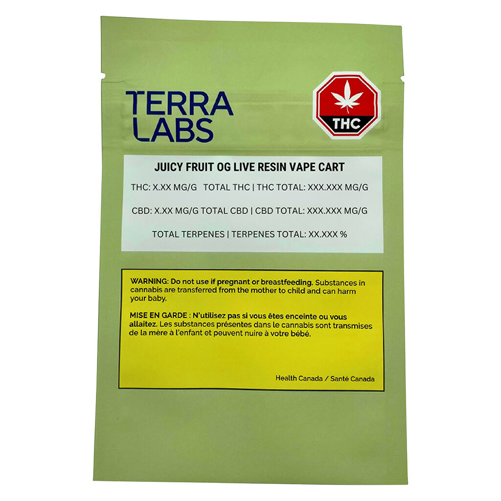 Terra Labs - Juicy Fruit OG Pure Live Resin 510 Thread Cartridge - Sativa - 1g