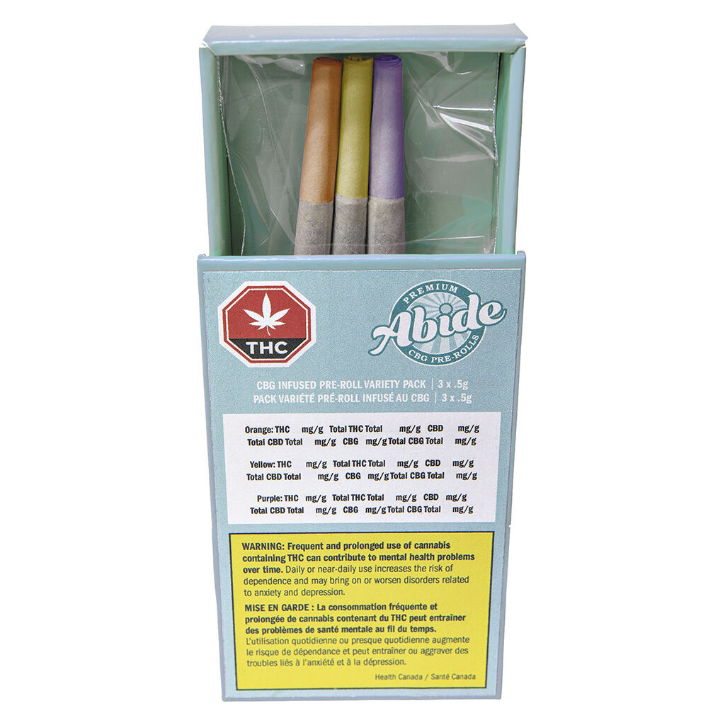 Abide - CBG Infused Pre-Roll Variety Pack - Hybrid - 3x0.5g