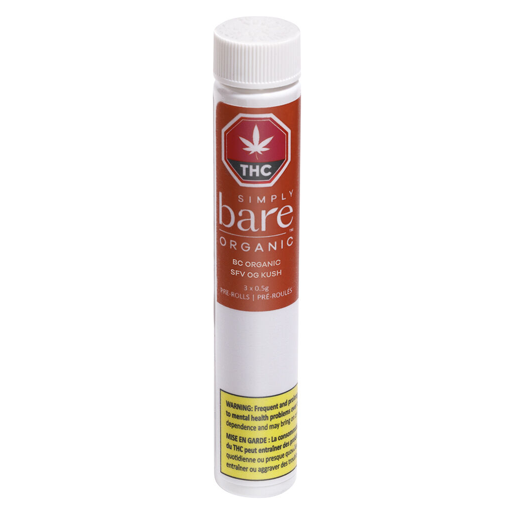 Simply Bare - BC Organic SFV OG Kush Pre-Roll - Simply Bare - BC Organic SFV OG Kush - 3x0.5g