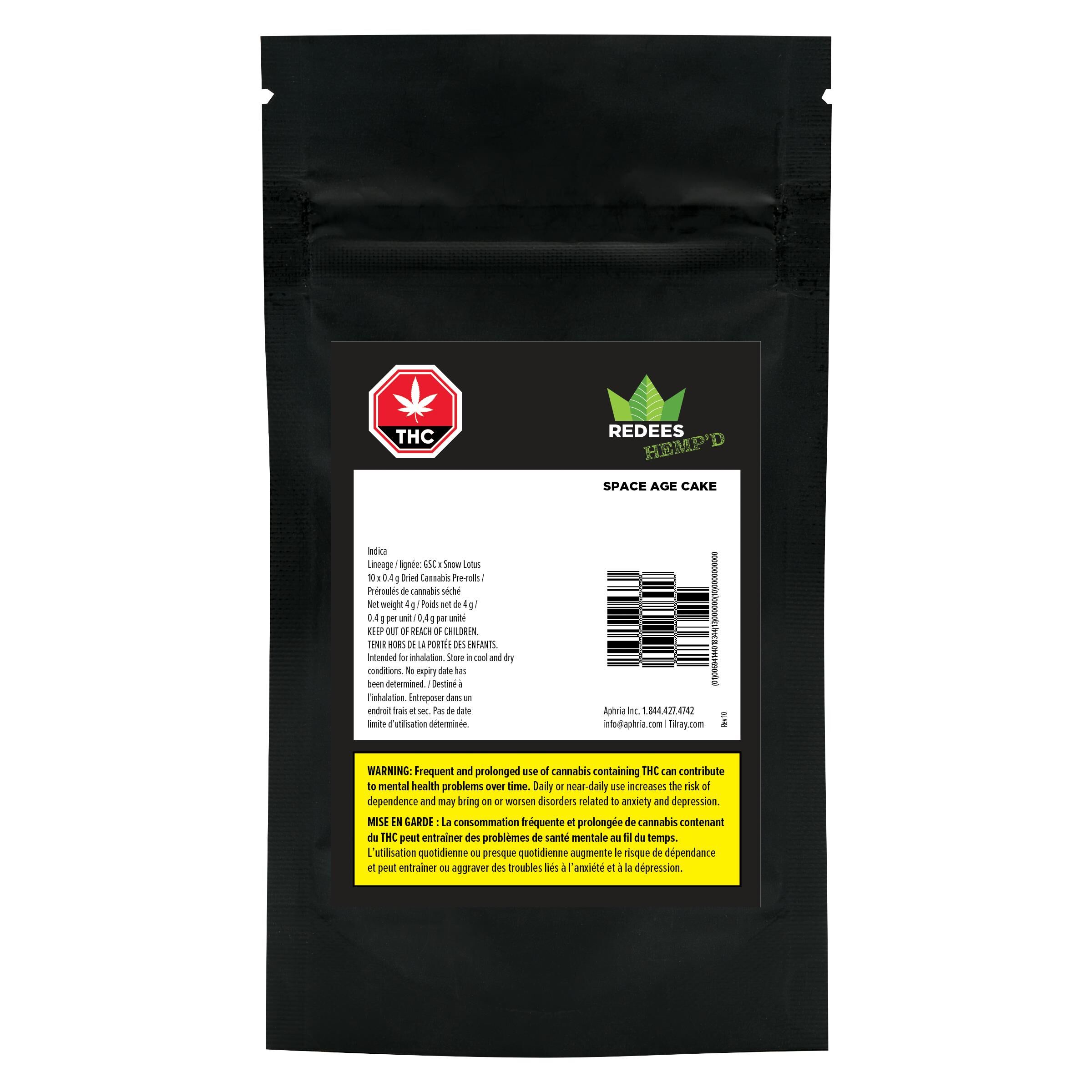 Redecan - Space Age Cake Redees Hemp'd Pre-Roll - Indica - 10x0.4g