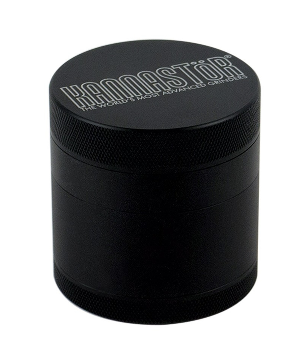 4-Piece Solid Top & Body w/Easy Clean Screen by Kannastor - 2.2" - Black Grinder