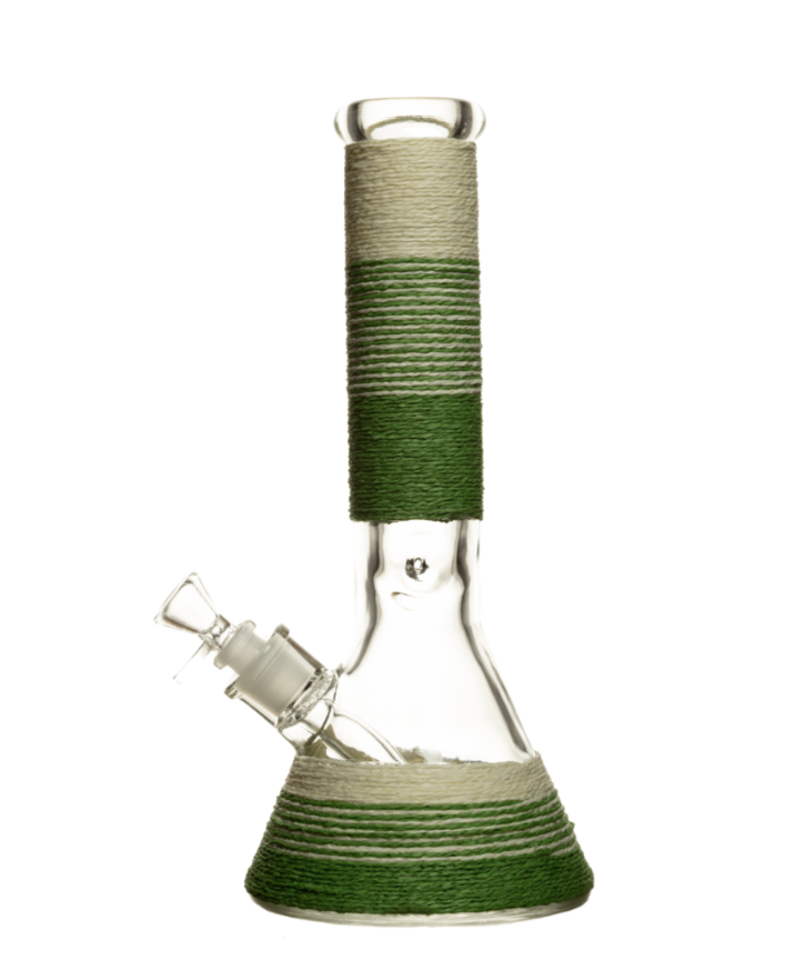 12" 7mm Standard String Glass Bong w/ Gift Box - Green