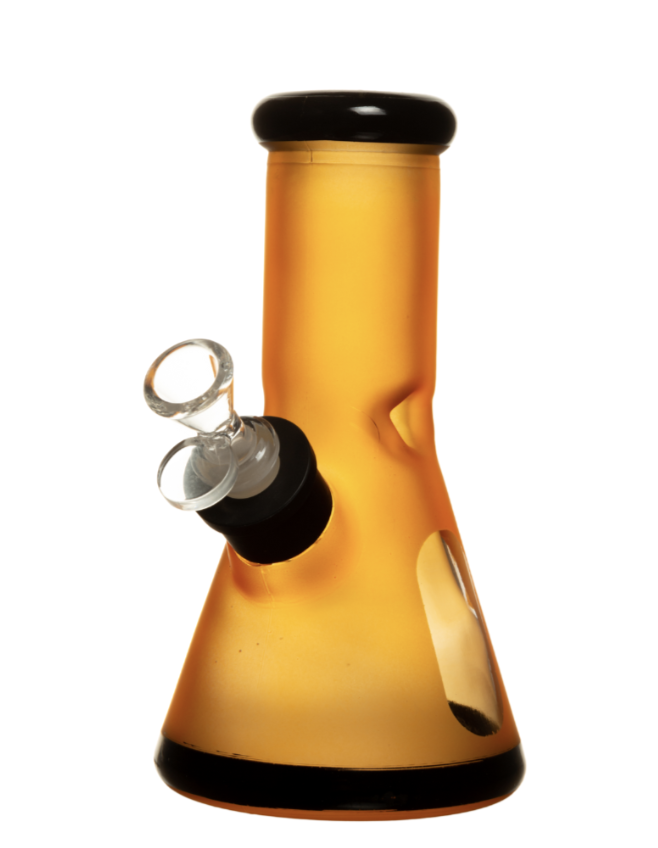 8" 7mm Frosted Glass Bong w/Gift Box - Yellow