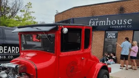 Vintage cars at the grand opening cannabis store in Burlington ON